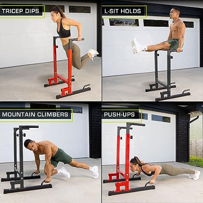 ProsourceFit Dip Stand Station, Heavy Duty Ultimate Body Press Bar with Safety Connector for Tricep Dips - color: Black, style: Pro