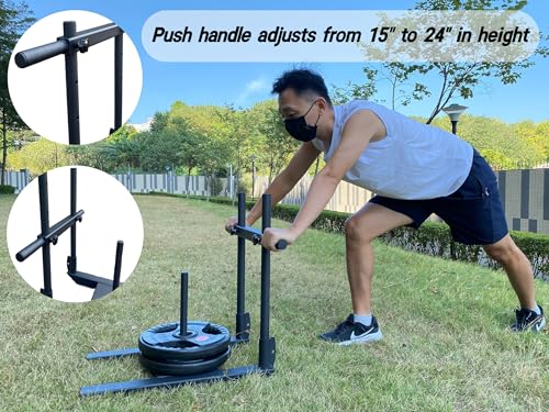 Weight Sled for Training Adjustable Handle Push-Pull Workout Sled Fitness Sled for Athletic Exercise, Speed Improvement and Strength Training
