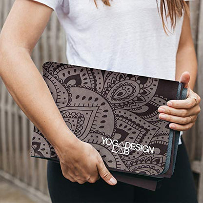 YOGA DESIGN LAB | Travel Yoga Mat | 2-in-1 Mat+Towel | Lightweight, Foldable, Eco Luxury | Ideal for Hot Yoga, Bikram, Pilates, Barre, Sweat | 1.5mm Thick | Includes Carrying Strap!