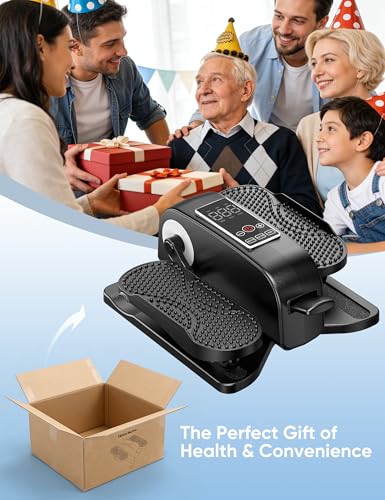 Under Desk Elliptical Machine for Senior, Quiet Motorized Leg Exerciser with Smart Remote, Pedal Exerciser with Adjustable Speeds for Auto/Manual Modes, LCD Monitor, Easy to Use for Home Office