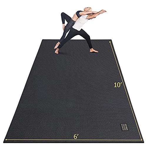 GXMMAT Large Yoga Mat 12'x6'/10'x6'/6'x8'(7mm) - color: Black Real, size: 6*10 FT