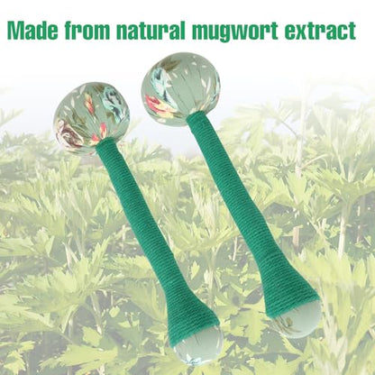 2PCS Long Size Lymphatic Drainage Hammer, Manual Body Massage Hammer, Anti Slip Longer Handheld Herbal Massage Hammer with Two Ends for Back Pain Relief (Light Green) - color: Light Green+light Green