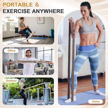 6 Pcs Fabric Resistance Bands for Working Out, Non-Slip Exercise Bands for Women and Men, 3 Levels Long & Short Booty Elastic Band with Door Anchor for Home Pilates Stretching