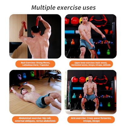 Upgraded Ropeless Battle Ropes for Home Gym, Four Adjustable Weight Levels, Weighted Workout Ropes for HIIT, Cardio and Strength Training Fitness Equipment
