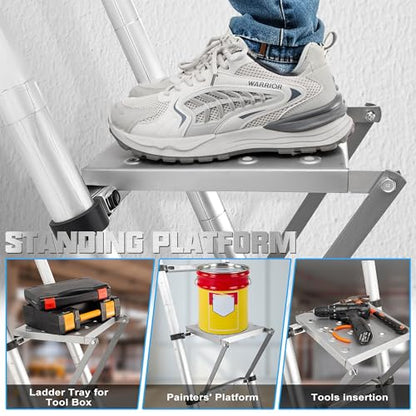 Ladder Platform Anti-Slip Ladder Work Platform Accessories for Stabilizer, Work Tray Attachment for Painters and Tools, Made of Premium Alloy Steel Holds 400 lbs