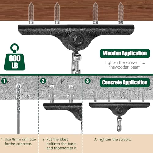 Heavy Duty Swing Hanger,180° Silent Oscillation, 800 lbs Capacity, for Playground, Swing Set, Hammock, Yoga, Punching Bag