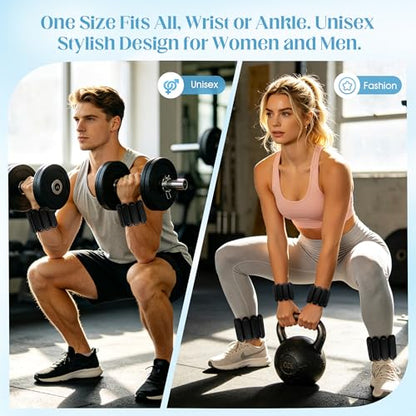 Wrist Weights for Women & Men, 2lb Silicone Wrist Ankle Weights - color: Black