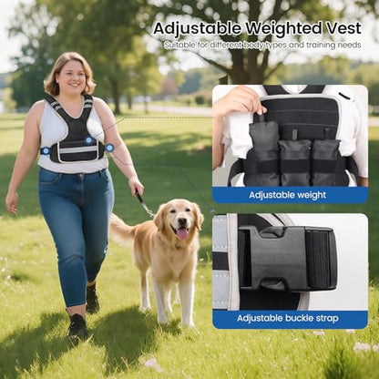 Adjustable Weighted Vest Woman 4-10lb/12-18lb/20-32lb Weighted Vest Men with 6 Ironsand Weights, Shoulder Pads and Large Pocket for Walking Running Crossfit Strength Training - color: Black, size: 4-10lb