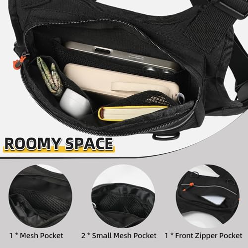 Running Vest for Men and Women, Lightweight Chest Pack with Phone Holder and Adjustable Strap, Reflective Water Resistant Chest Bag for Workouts, Cycling and Hiking (Black) - color: Black