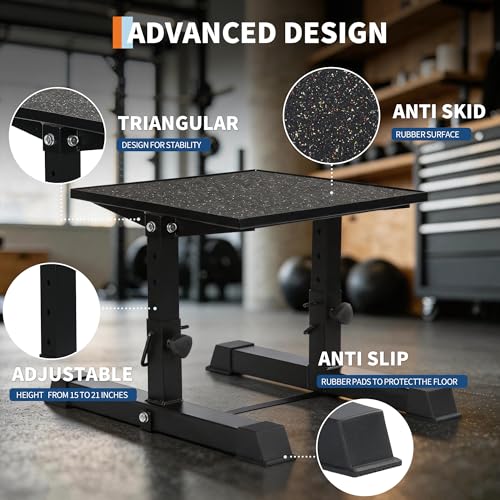 Garvee Plyometric Jump Box, 15/17/19/21 Inch Adjustable Plyo Box, Anti-Slip Fitness Exercise Step Up Box with Safety Lock for Home Gym Training, Conditioning Strength Training