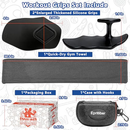 Large Silicone Workout Grips Kit with Gym Towel &Storage Case,Weight Lifting Gloves Alternative,Gym Grips Gloves Gifts for Men Women,Gym Hand Palm Protection Pads for Dumbbell,Barbell,Rypt
