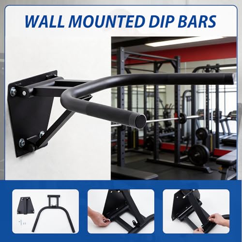 Zonon Wall Mount Dip Station Dip Bar Heavy Duty Wall Mount Pull up Bar for Home Gym Power Strength Training Workouts L Sits Knee Raises Gymnastics and Upper Body Fitness Training Max Capacity 400 lb