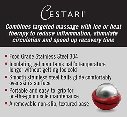 Cryosphere Massage Ball Hot Cold Roller Ball - Fast Muscle Pain Relief - Stainless Steel Balls for Heat or Ice Therapy - Feet Pain - Plantar Fasciitis- Back Ache - Foot Massager - 60 mm Ice Roller - color: Blue 60mm