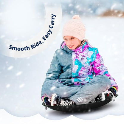 Slippery Racer ProDisc 26 Inch Heavy Duty Aluminum Iron Alloy Metal Kids Winter Saucer Snow Sled with Dual Riveted Soft Grip Rope Handles