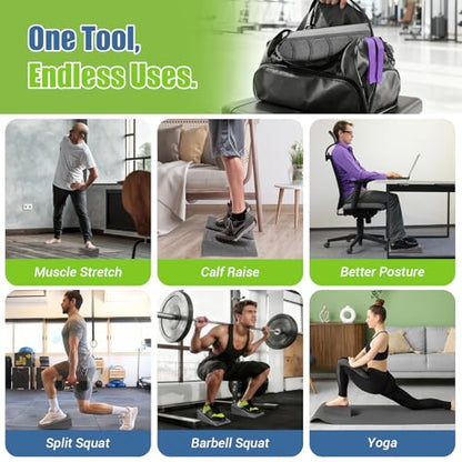 ODCPN Squat Wedge Block, 5 Adjustable Angles Slant Board for Calf Stretching with Stretching Strap & Poster, 520 LBS Heel Elevated Squat Wedge Capacity for Yoga, Ankle Physical Therapy & Mobility - color: Gray