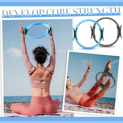 Pilates Equipment Kit for Home Workout Pilates Ring and Ball Set for Women 12'' Circle Yoga Fitness Essentials Kit with Resistance Bands, Yoga Strap, Socks,Bag
