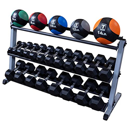 Body-Solid (GDR60B) 2-Tier Dumbbell Rack Stand Only, Heavy-Duty Dumbell Weight Storage Racks for Hand Weights, Home Gym Organizer Can Hold 5-50 lbs. Dumbbells