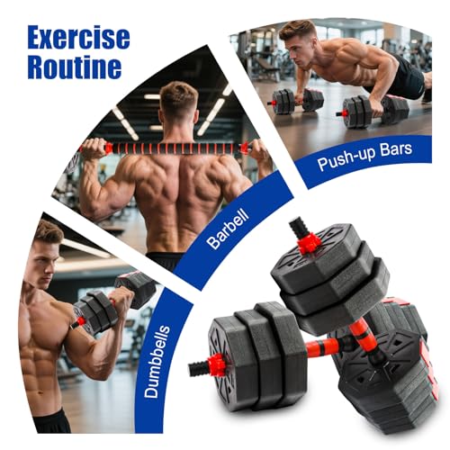 Adjustable Weights Dumbbells Set, Non-Rolling Adjustable Dumbbell Set, Free Weights Dumbbells Set Hexagon, Weights Set for Home Gym, 44 Lbs