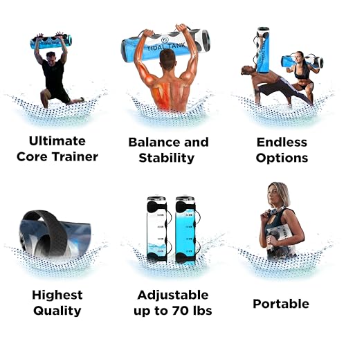 Tidal Tank Tube - The Original Aqua Bag - Water Weight Bag up to 79 lbs - Adjustable Workout Sand Bags Weights Alternative - Portable Sandbag Fitness Equipment Set, Home Exercise Gym - Including App - color: Extra large: max. 70 lb