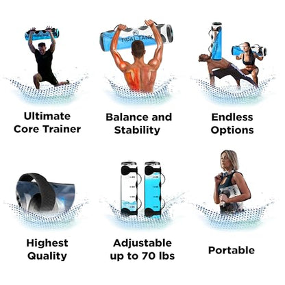 Tidal Tank Tube - The Original Aqua Bag - Water Weight Bag up to 79 lbs - Adjustable Workout Sand Bags Weights Alternative - Portable Sandbag Fitness Equipment Set, Home Exercise Gym - Including App - color: Extra large: max. 70 lb