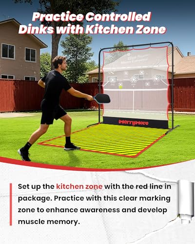 Pickleball Rebounder Practice Net: 6FT Strong Metal Frame Pickleball Trainer Net, Portable for Outdoor Driveway Backyard and Indoor Garage Training Rebounder for Dink Volley Tennis