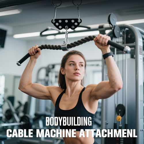 Multi-Grip LAT Pull Down Bar for Home Gym Fitness, Spreader Plate LAT Pulldown Attachments for Pulley System Cable Machine, Double to Single Cable Attachment Exercise Handle