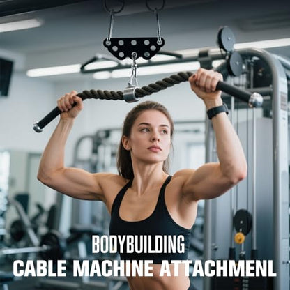 Multi-Grip LAT Pull Down Bar for Home Gym Fitness, Spreader Plate LAT Pulldown Attachments for Pulley System Cable Machine, Double to Single Cable Attachment Exercise Handle