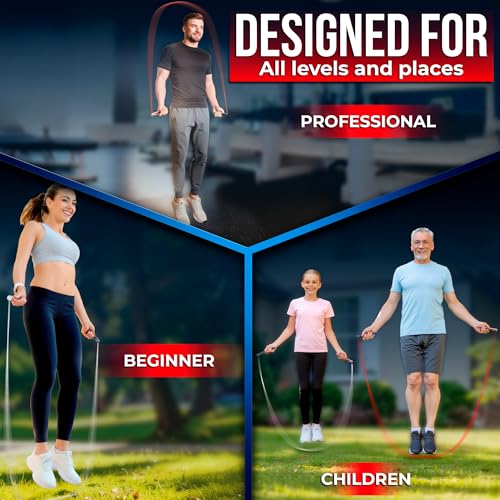 BARACUS Jump rope for women, men, kids | gym accessories for women | at home workout equipment | pesas para ejercicios en casa – Professional Speed Rope with Knurled Aluminum Handles & Hard Case