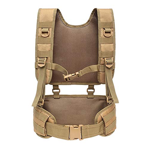 MiOYOOW MOLLE Outdoor Belt, H-Harness Belt Suspenders with Detachable Suspender Straps for Outdoor Hunting Training