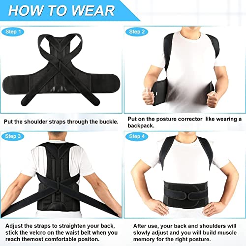 Back Brace Posture Corrector, Adjustable Posture Back Brace Support Shoulder Straightener Trainer Waist Belt Upper and Lower Back Pain Relief for Men Women Body Correction(4X-Large/50-54)