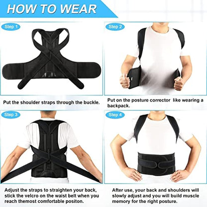 Back Brace Posture Corrector, Adjustable Posture Back Brace Support Shoulder Straightener Trainer Waist Belt Upper and Lower Back Pain Relief for Men Women Body Correction(4X-Large/50-54)