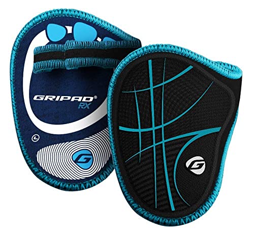 Gripad RX Lifting Grips | The Most Durable Grip Pads Yet | The Alternative to Weight Lifting Gloves, Gym Workouts, WOD, Weightlifting | Neoprene Hand Grips | Flexible Rubber Palm - color: Black / Blue