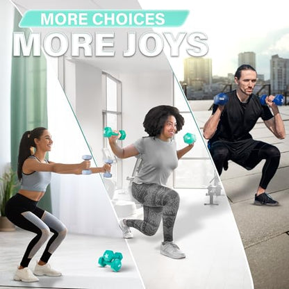 Yes4All Vinyl Hexagon Dumbbell - Dumbbells Set of 2 Hand Weights for Home Gym & Strength Training (2-15 lbs Weight Options) - color: D. 8 lbs - Bermuda - Pair