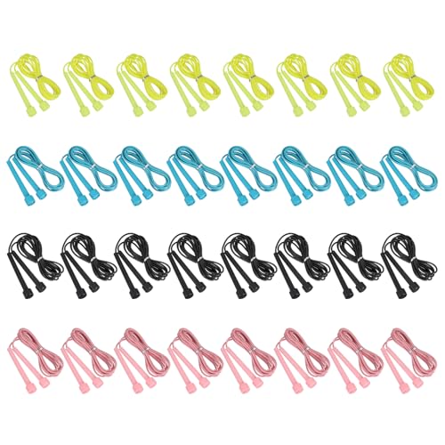 PATIKIL Jump Rope PVC, 32 Pcs Adjustable Speed Skipping Rope Tangle-Free Exercise Equipment for Workout Women Men Outdoor Training Home Fitness, 4 Color