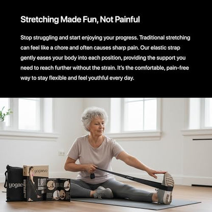 YOGA-EVO Elastic Stretching Strap with Loops for Physical Therapy - Stretch & Activate Muscles - Increase Mobility & Recovery - Soft Cotton & Spandex - Includes Carrying Pouch & Video Exercises