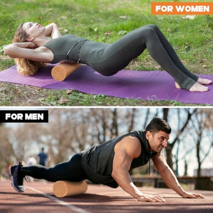 Yoga Blocks Cork Roller Fitness Yoga Roller Exercise Physical Exercise Deep Tissue Muscle Massage Portable Yoga Cylinder Back Bend Training for Legs Back Muscles