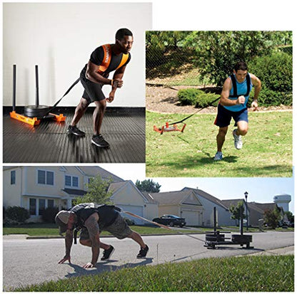 Exercise Resistance Fitness Bands Set Workout Equipment Double Endurance Weight Sled Harness Kits Sled Pulling Strap for Running Sprinting Resistance Speed Agility Training, Black - color: BACK-6.6FT