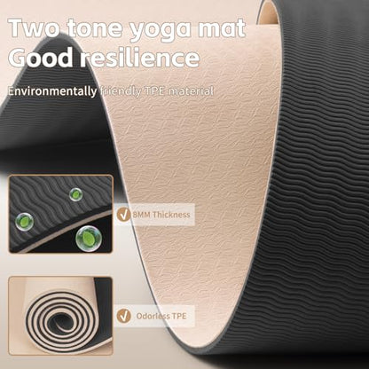 PAIDU Yoga Mat 8mm Super Thick TPE Fitness Mat | SGS Certified | Non-Slip, Odorless & Tear-Resistant | Unisex with Strap | for Yoga, Pilates, Meditation & Home Workouts