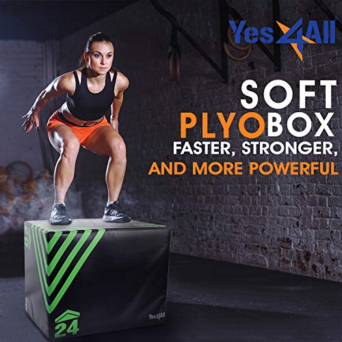 Yes4All 3 in 1 Foam Plyometric Jump Box for Training & Conditioning - Plyo Jump Box for Fitness Workout Exercise - color: Green and Black