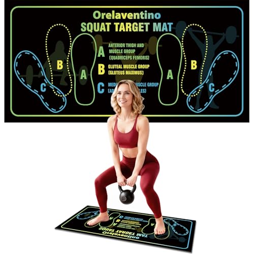 Squat Mat with Foot Position,Non-Slip Workout Mat for Squats & Leg Exercises, Improves Muscle Activation & Knee Support, Home Gym Fitness Mat,30 * 13.8"inch Squat Pad - color: Black