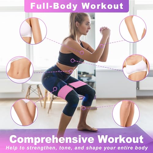 Honmein Resistance Bands for Working Out, 3 Levels Exercise Bands Workout Bands Set for Women Men, Hip Legs Booty Bands for Home Fitness, Gym, Yoga, Pilates