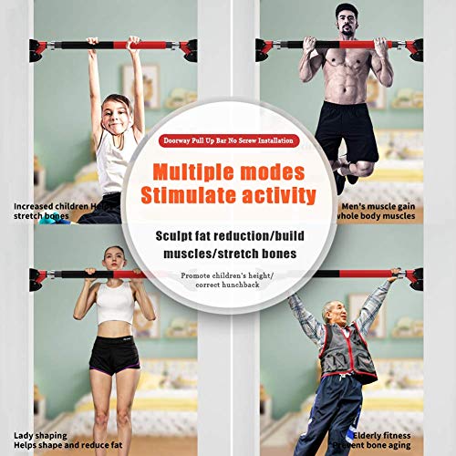 Pull Up Bar No Screw Installation Doorway Adjustable Chin Up Bar Fits Indoor Fitness Workout Stretch,with Safety Buckle&Comfortable Handle Not Hurt The Wall,Maximum Load 500Kg