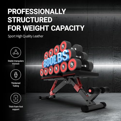 Weight Bench, Foldable Weight Benches for Home Gym with 800 LBS, Bench Press Full Body Workout, Adjustable Workout Bench for Home Gym Strength Training