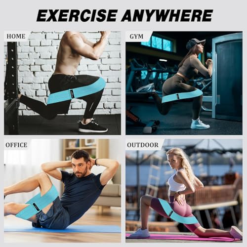 12 Pcs Fabric Resistance Bands for Working Out Non-Slip Booty Exercise Loop Bands for Women Men Glutes Hip Thigh Butt Yoga Pilates Fitness Gym, Light Medium Heavy