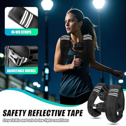 WTREE Weighted Vest Men or Women - Weights with Reflective Stripe, Weighted vest for Workout Equipment for Strength Training Night Running - size: 20 Lb