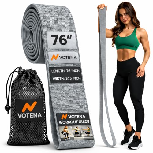 76 Inch Extended Length Resistance Bands - Heavy Duty Elastic Fabric & Natural Rubber Long Workout Loop for Pull Up Assist, Vertical Jump Training, Mobility & Full Body Fitness