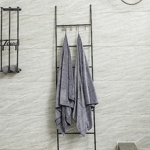 JML Microfiber Bath Towel Set with Hanging Loop, Grey, 30" x 60", 6 Pack | Large, Soft, Absorbent, Fast Drying, Lint Free, Fade Resistant, No Pilling, Lightweight, Compact - color: Grey, size: 6 Pack-30" x 60"