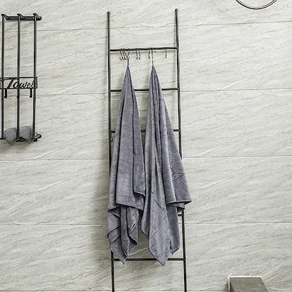 JML Microfiber Bath Towel Set with Hanging Loop, Grey, 30" x 60", 6 Pack | Large, Soft, Absorbent, Fast Drying, Lint Free, Fade Resistant, No Pilling, Lightweight, Compact - color: Grey, size: 6 Pack-30" x 60"