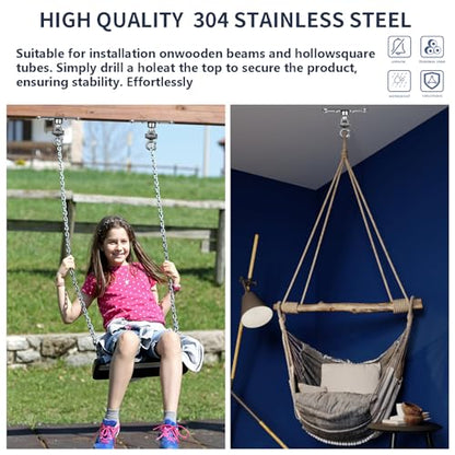 Heavy Duty Swing Hanger Smooth Operation 180° & 360° Swivel Bearings 1500 lb Capacity for Indoor Outdoor Swing Chairs Hammocks Playgrounds Yoga - size: Size 1