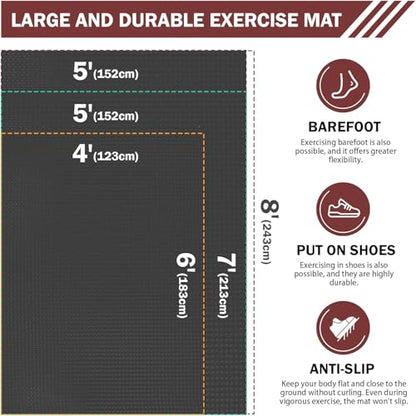 Stepwaver Extra Large Exercise Mat, 6'x4'/ 7'x5'/ 8'x5'/ 9'x5'/10'x5' (6mm) - size: 6'×4'×0.25"